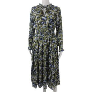 STS Sail To Sable Womens Green Floral Maxi Dress Long Sleeve Size M